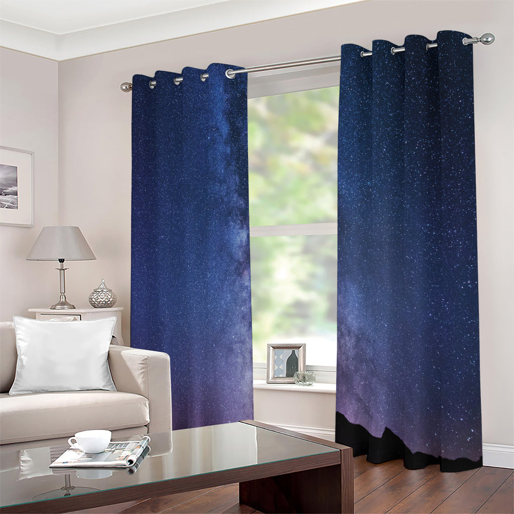 Stars Night Milky Way Print Extra Wide Grommet Curtains