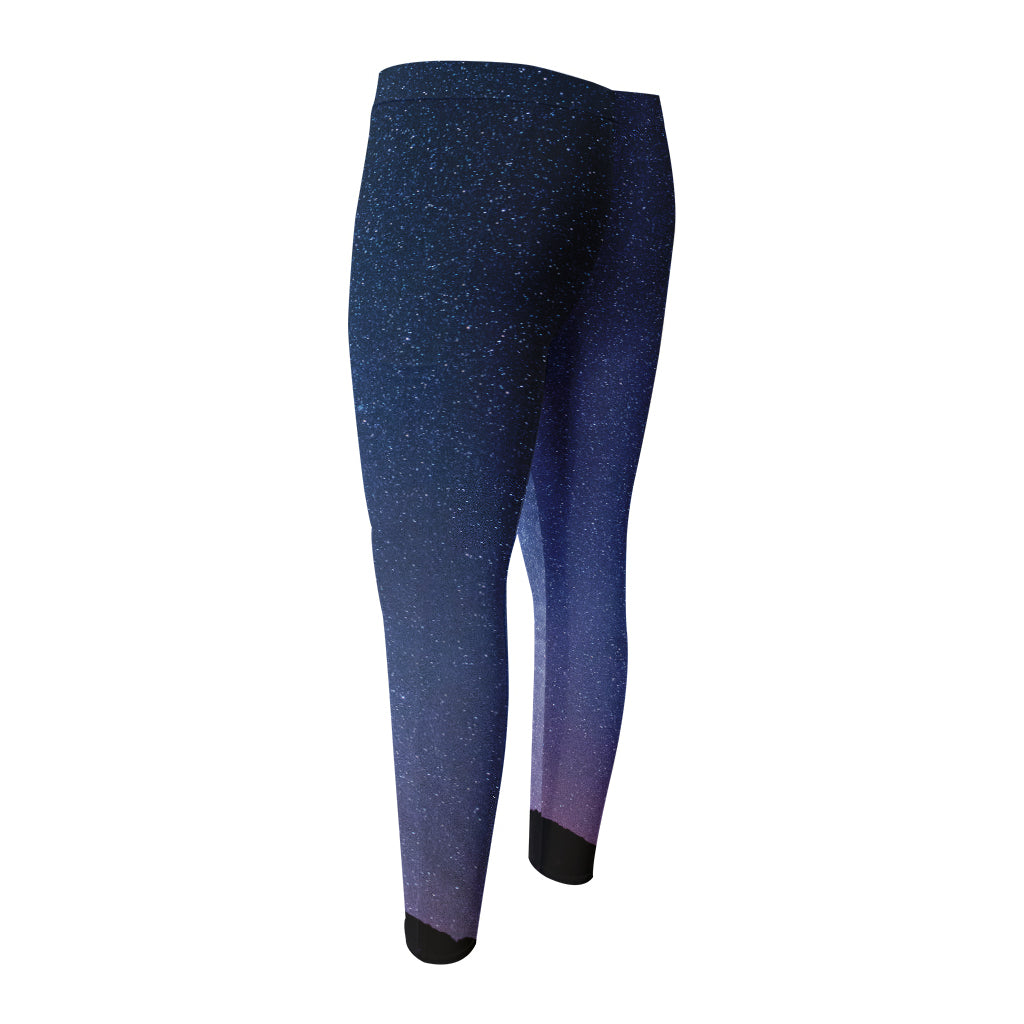 Stars Night Milky Way Print Men's Compression Pants