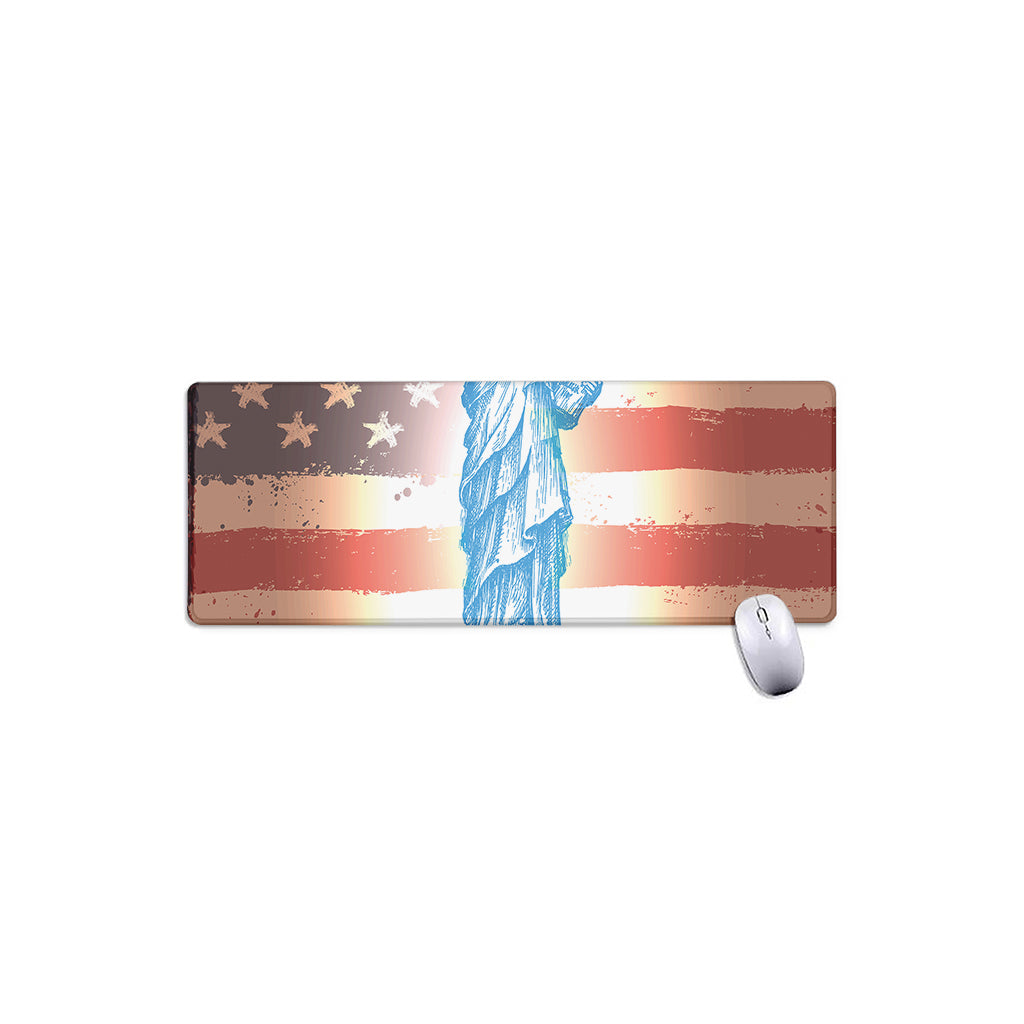 Statue of Liberty USA Flag Print Extended Mouse Pad