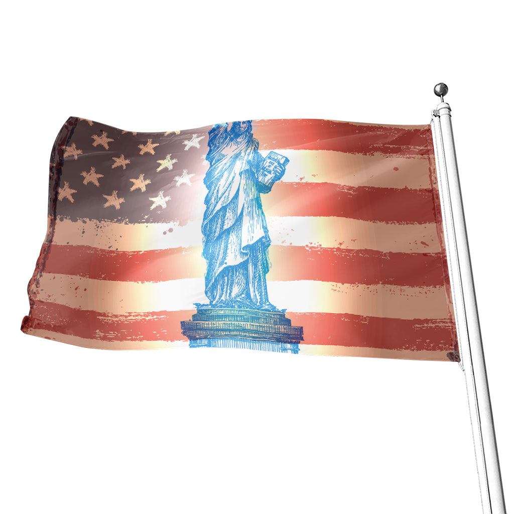 Statue of Liberty USA Flag Print Flag
