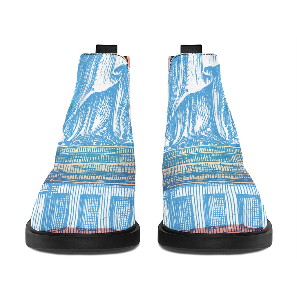 Statue of Liberty USA Flag Print Flat Ankle Boots