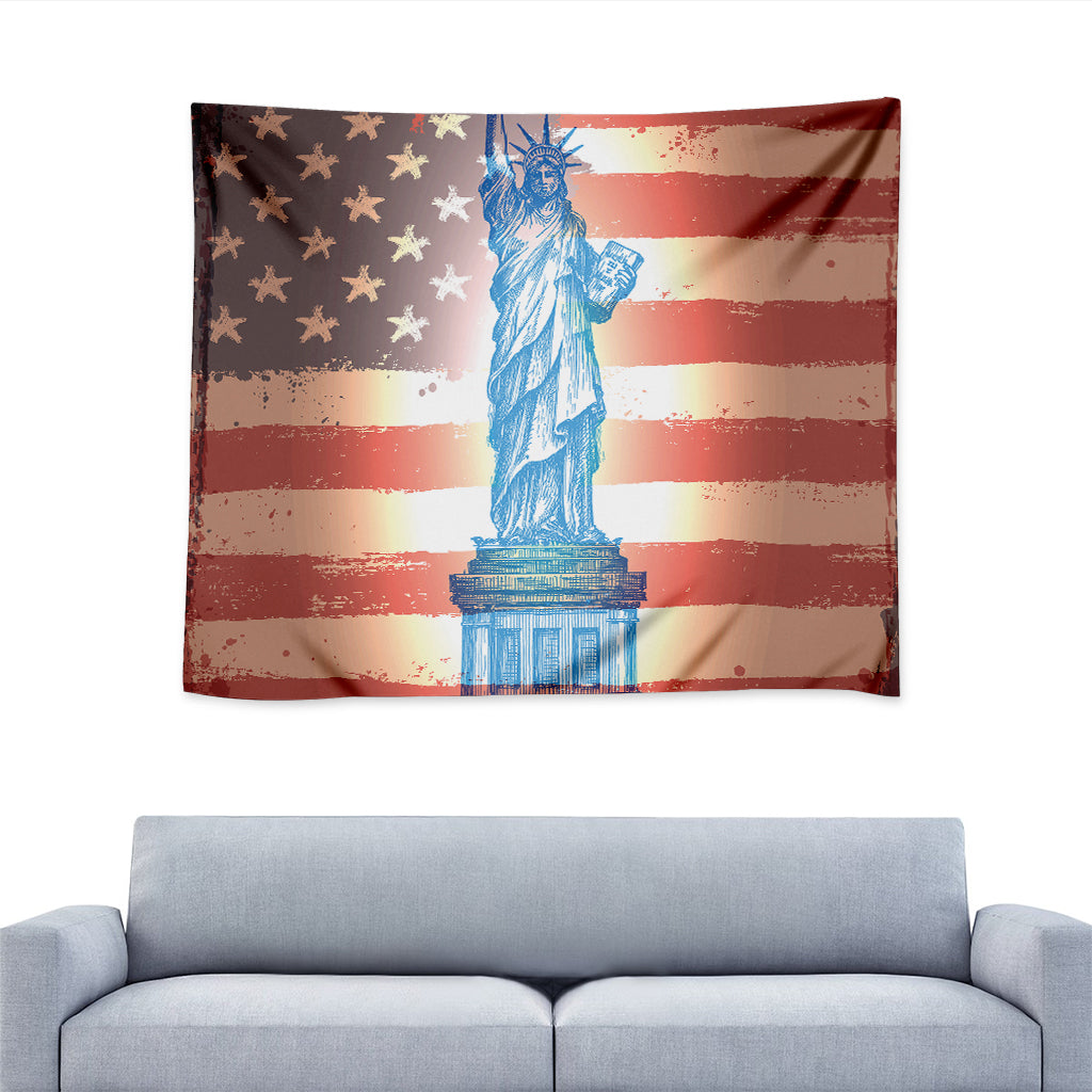 Statue of Liberty USA Flag Print Tapestry