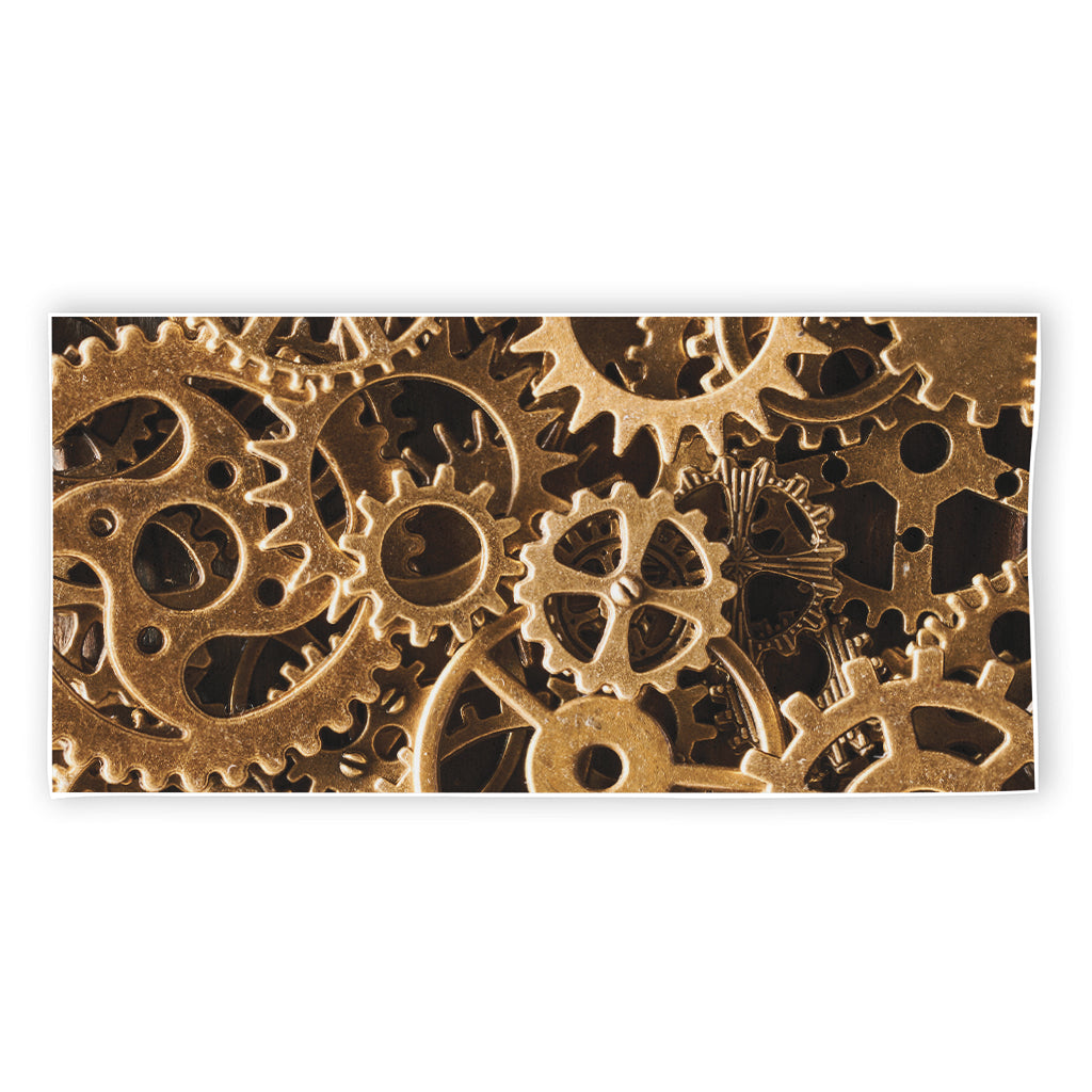 Steampunk Brass Cogs And Gears Print Beach Towel