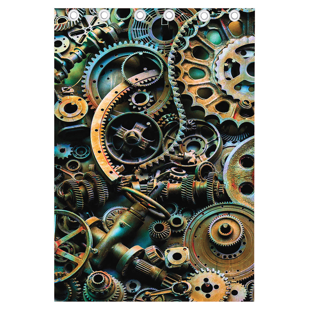 Steampunk Cogs And Gears Print Curtain