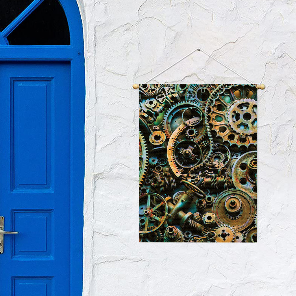 Steampunk Cogs And Gears Print Garden Flag