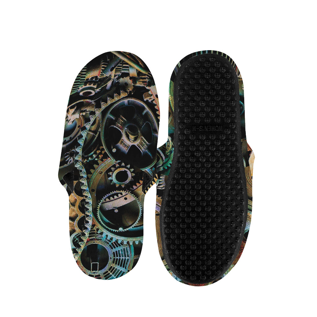 Steampunk Cogs And Gears Print Slippers