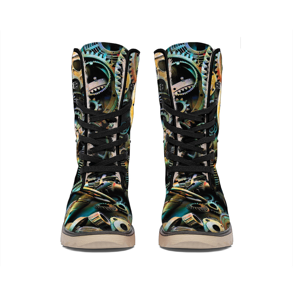Steampunk Cogs And Gears Print Winter Boots