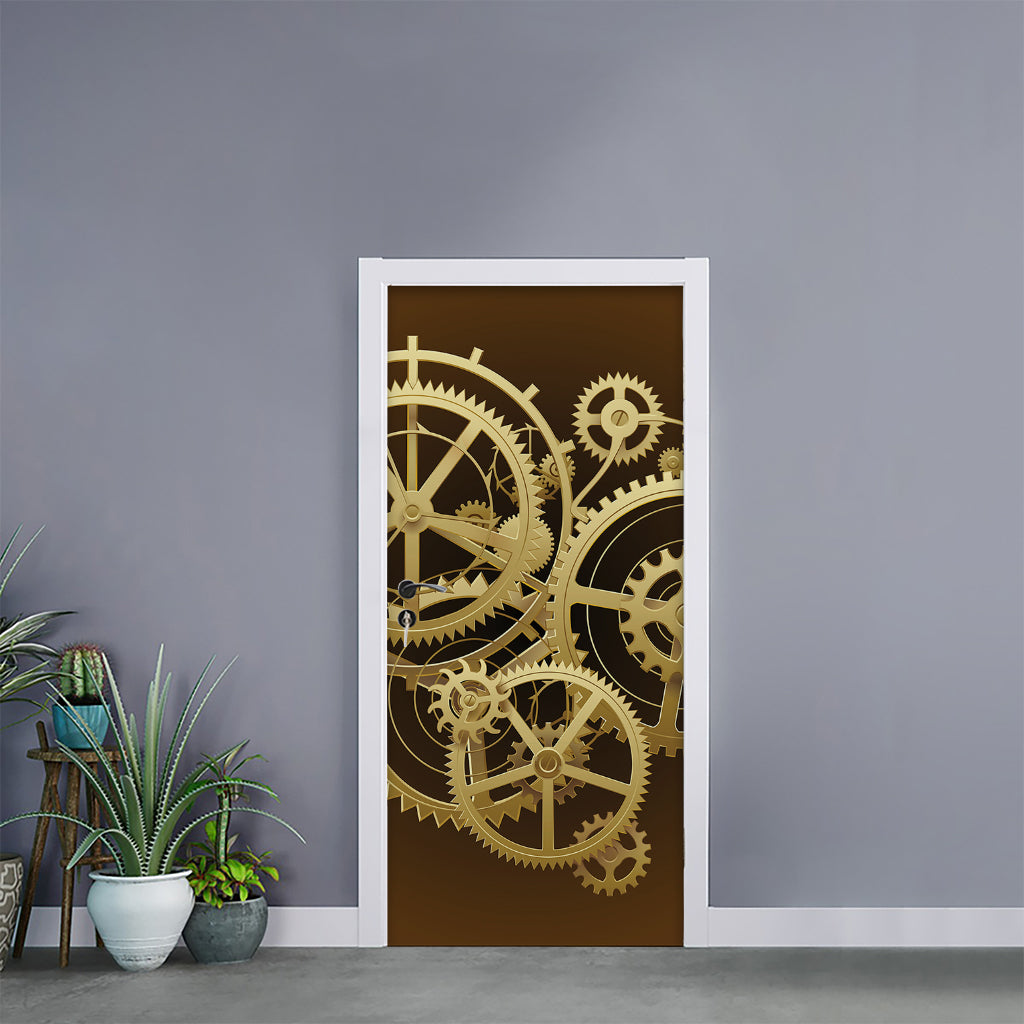 Steampunk Cogwheels Print Door Sticker