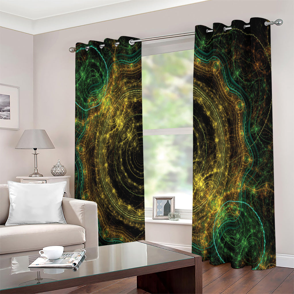 Steampunk Fractal Print Extra Wide Grommet Curtains
