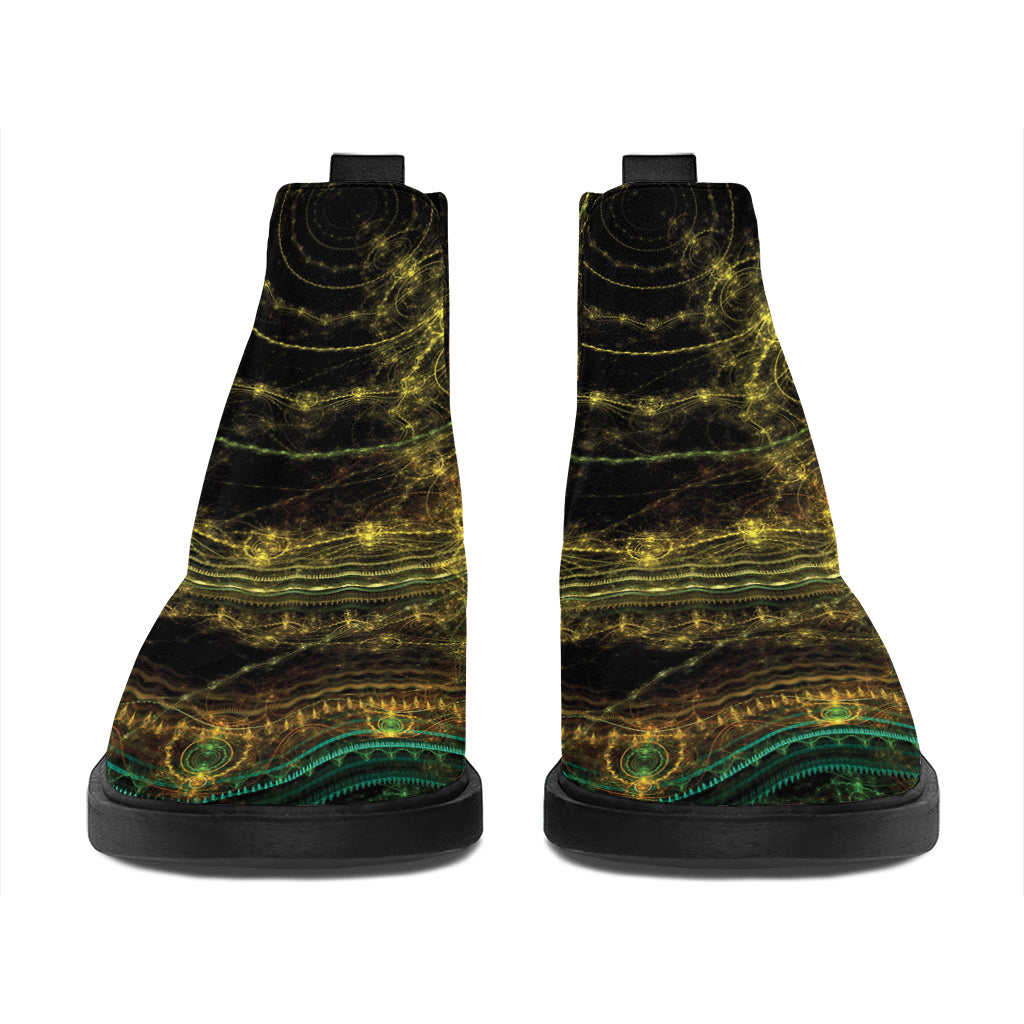 Steampunk Fractal Print Flat Ankle Boots