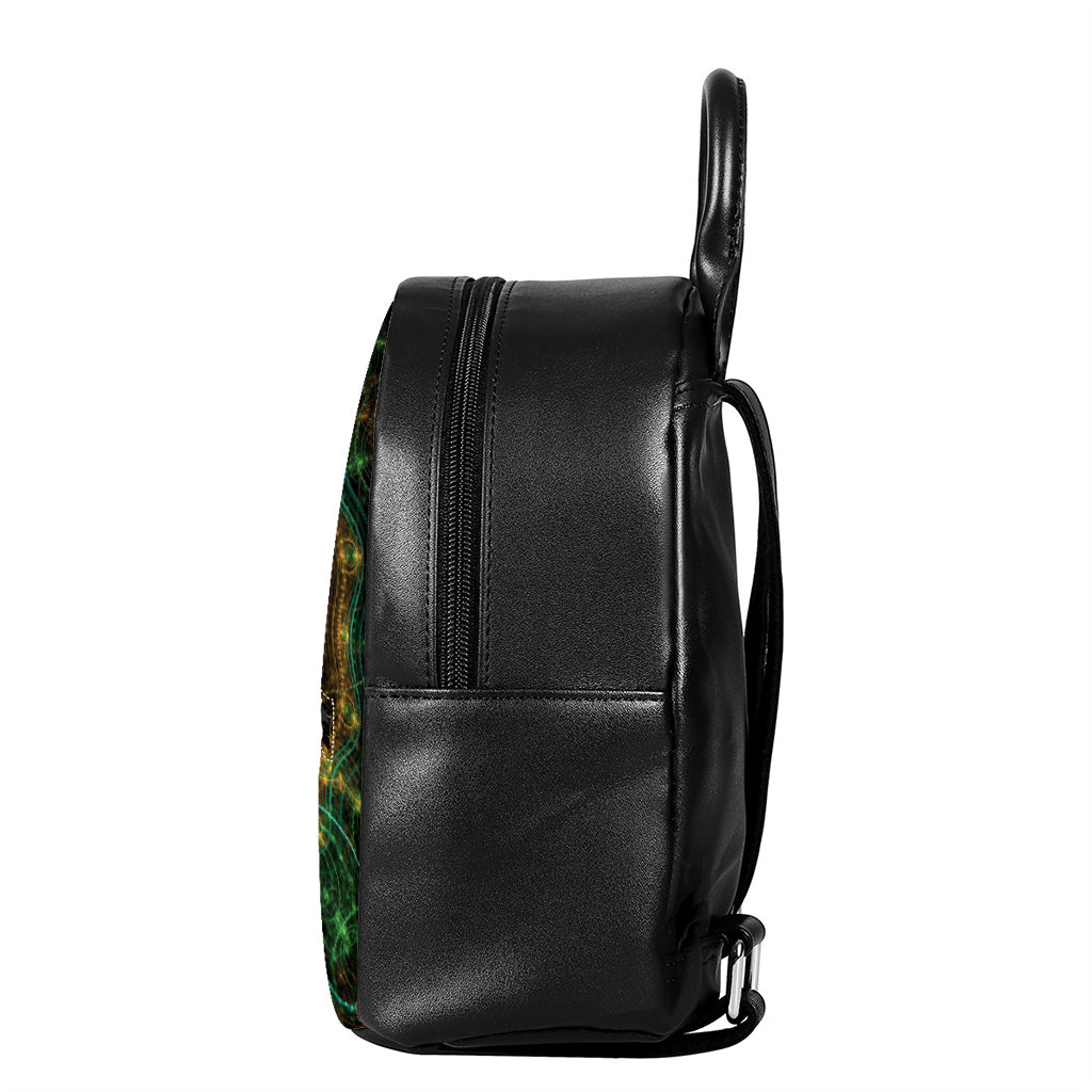Steampunk Fractal Print Leather Backpack