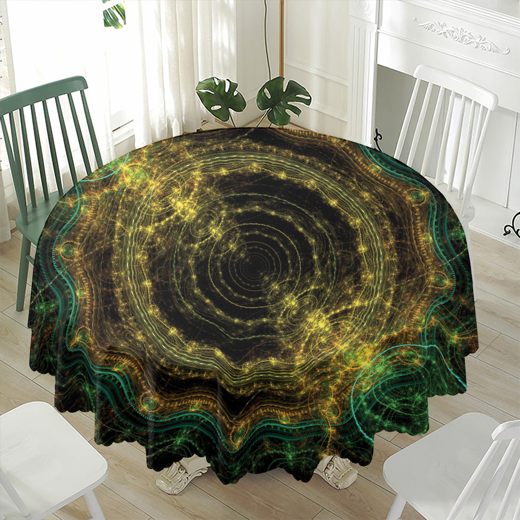 Steampunk Fractal Print Waterproof Round Tablecloth