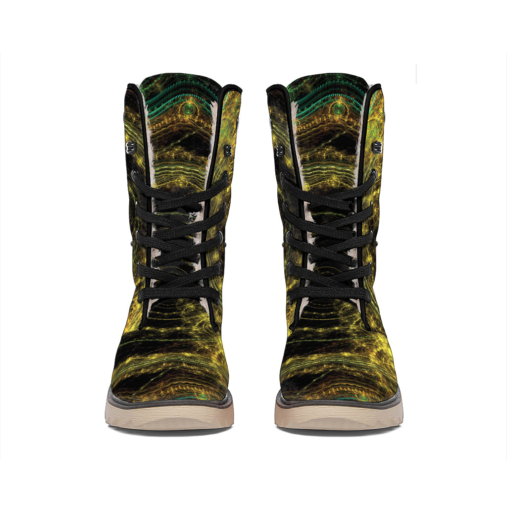 Steampunk Fractal Print Winter Boots