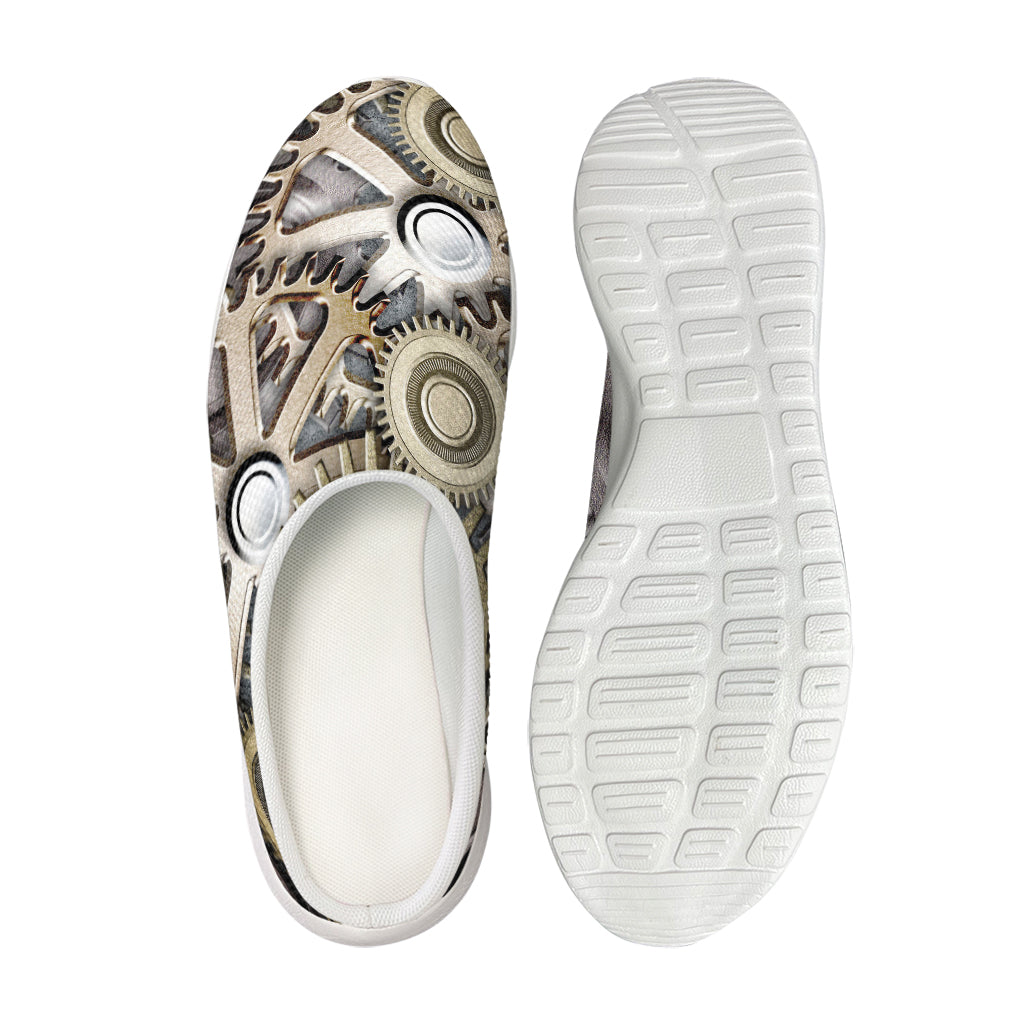 Steampunk Metallic Gears Print Mesh Casual Shoes