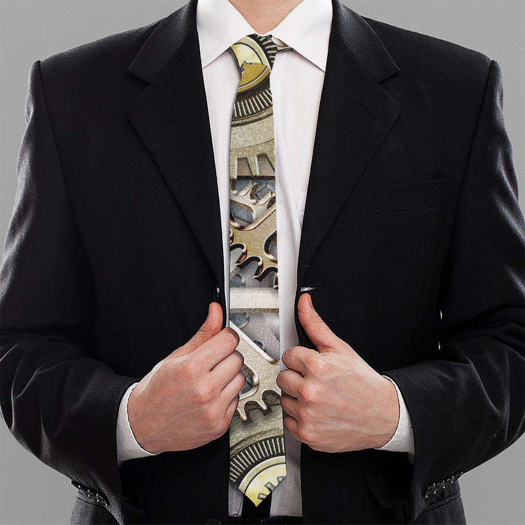 Steampunk Metallic Gears Print Necktie