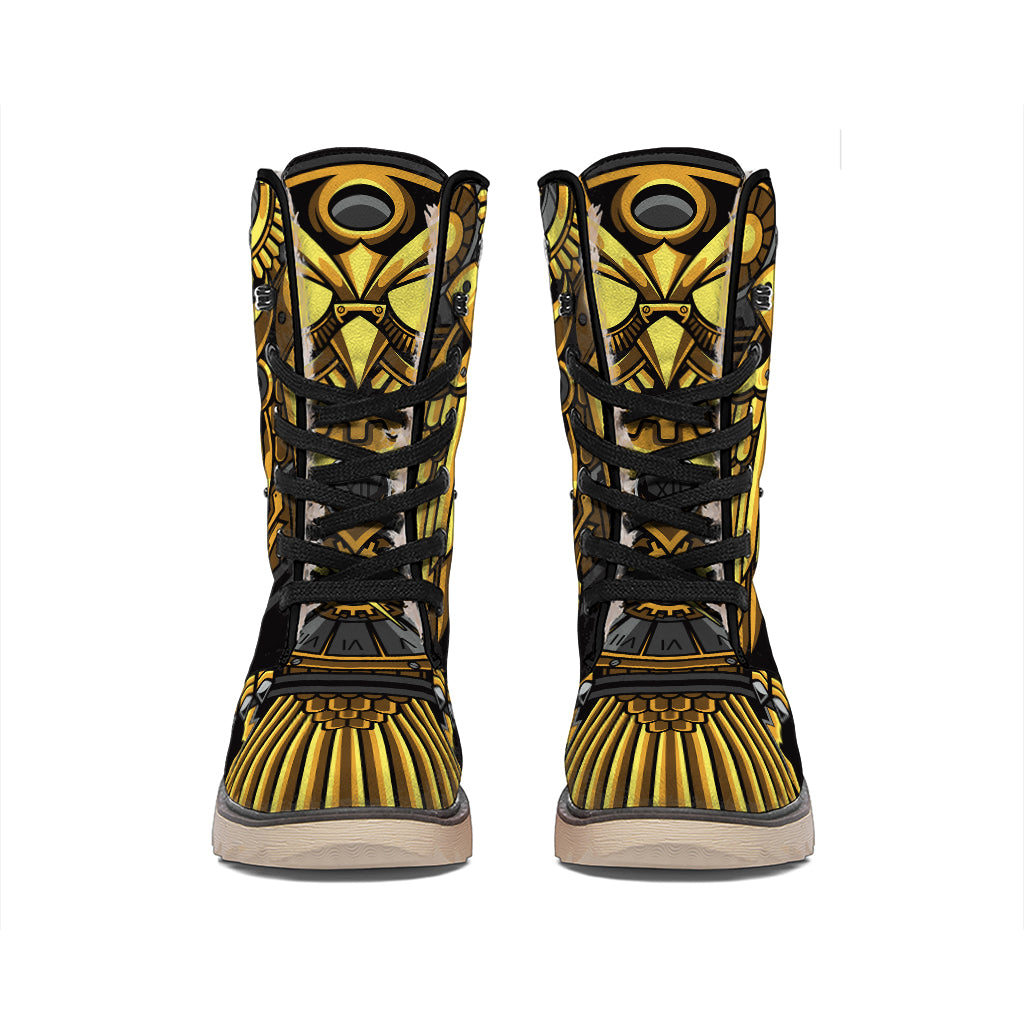Steampunk Owl Print Winter Boots