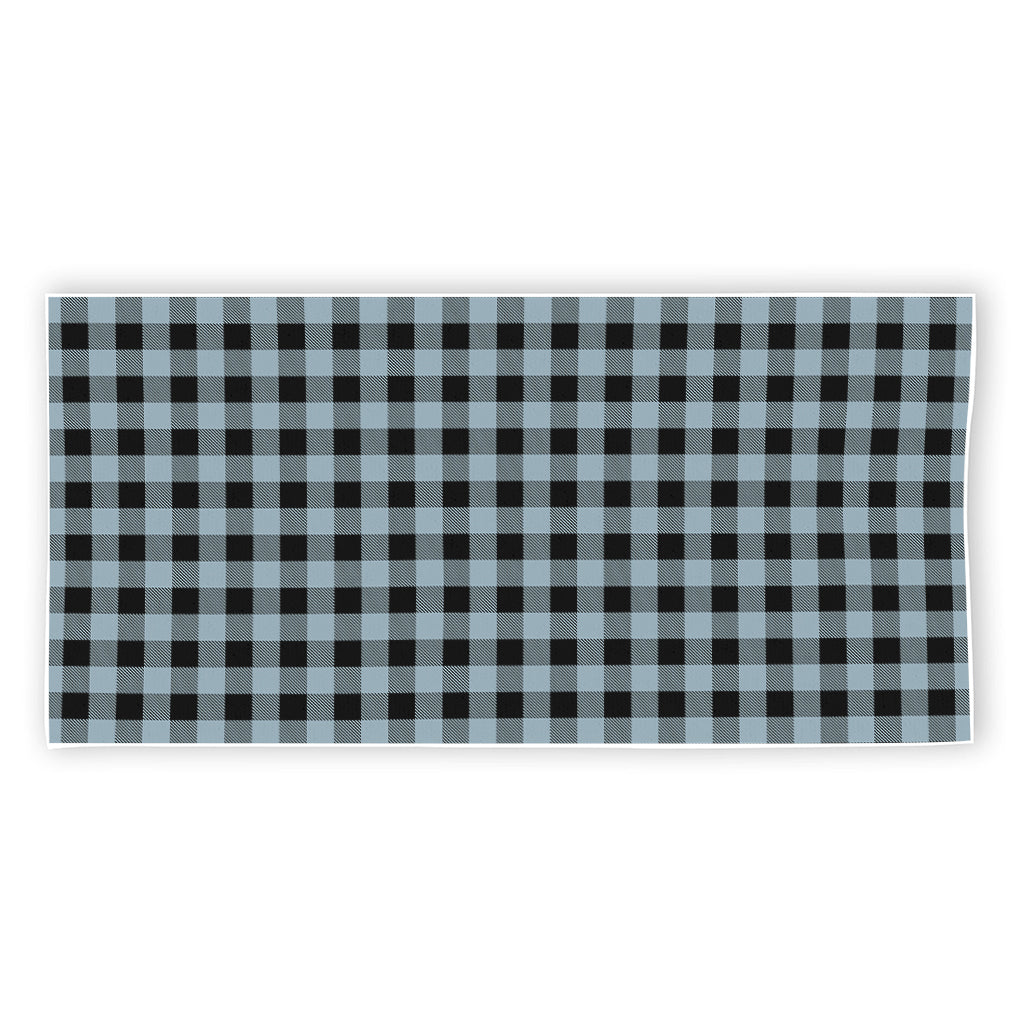 Steel Blue And Black Buffalo Check Print Beach Towel
