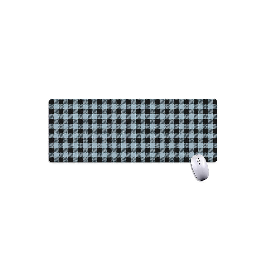 Steel Blue And Black Buffalo Check Print Extended Mouse Pad