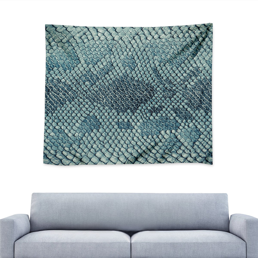 Steel Blue Snakeskin Print Tapestry