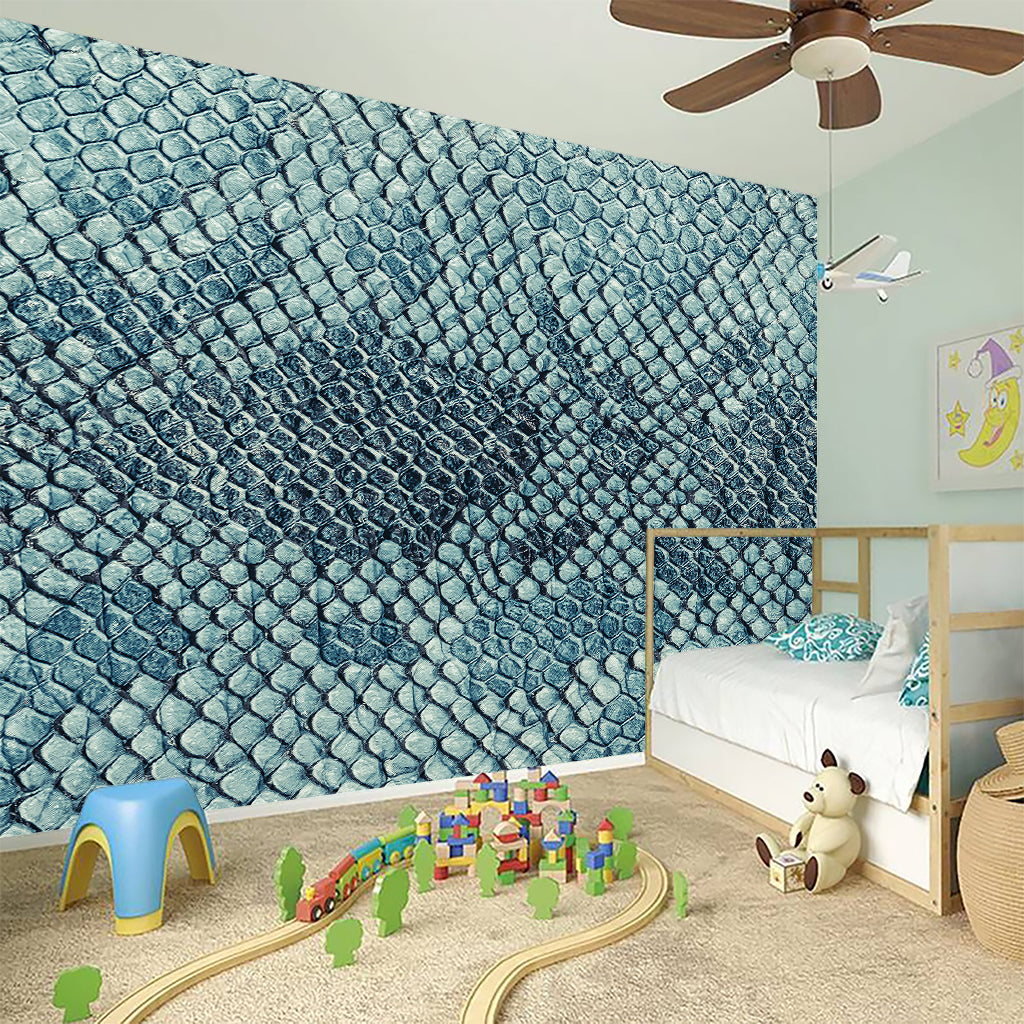 Steel Blue Snakeskin Print Wall Sticker