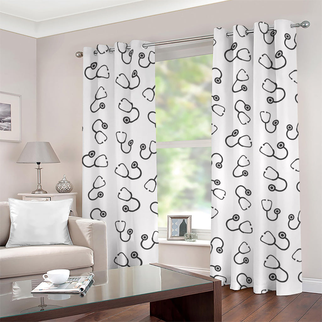 Stethoscope Sign Pattern Print Grommet Curtains