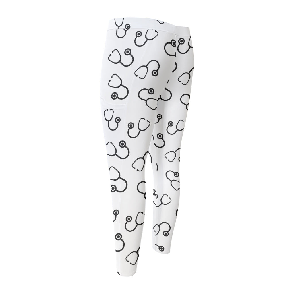 Stethoscope Sign Pattern Print Men's Compression Pants
