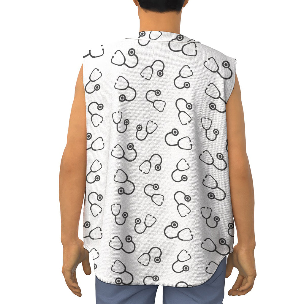 Stethoscope Sign Pattern Print Sleeveless Baseball Jersey