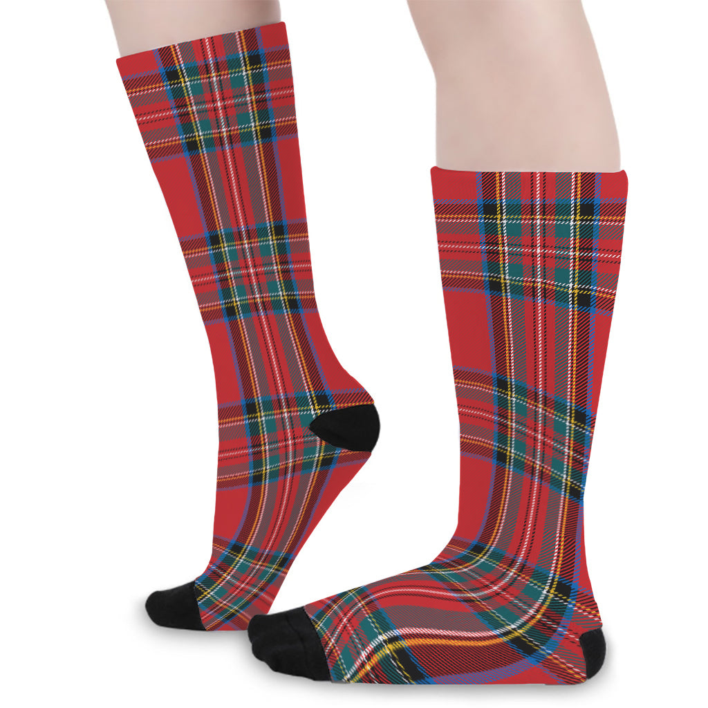 Stewart Tartan Scottish Pattern Print Long Socks