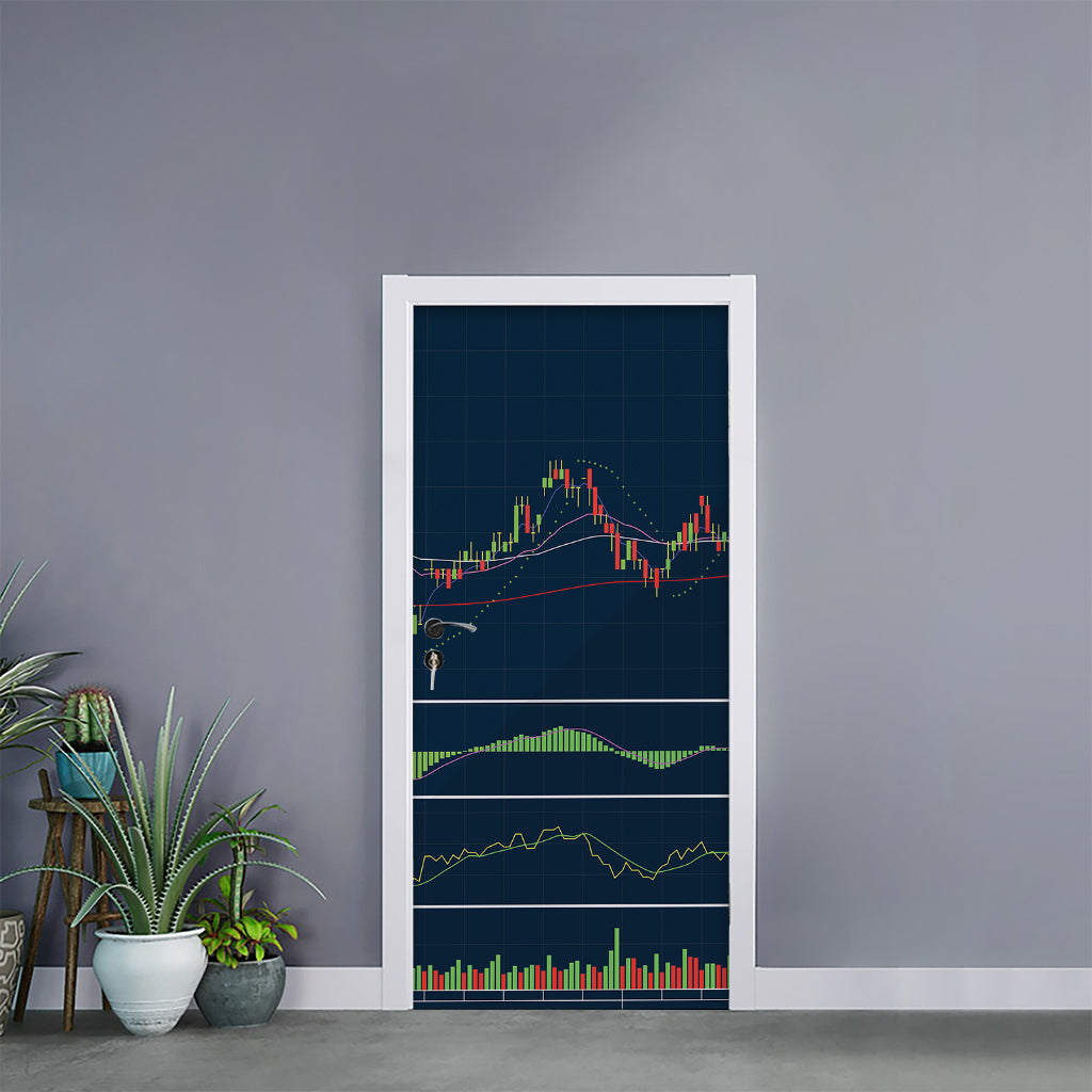 Stock Candlestick And Indicators Print Door Sticker
