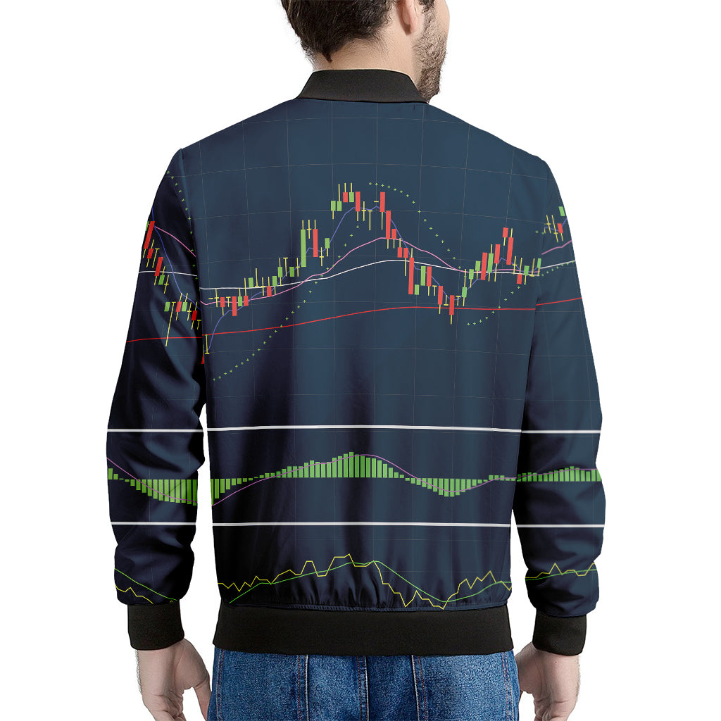 Stock Candlestick And Indicators Print Men's Bomber Jacket