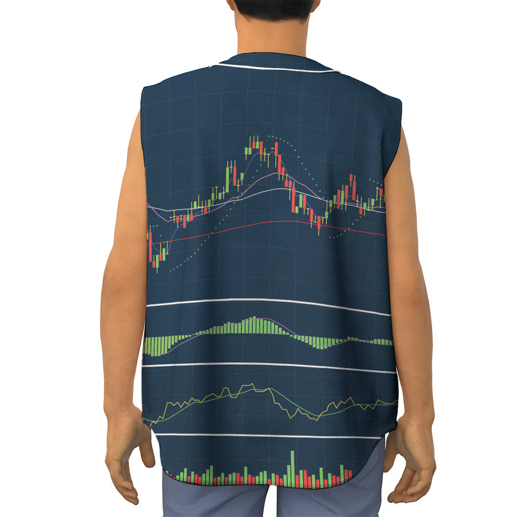 Stock Candlestick And Indicators Print Sleeveless Baseball Jersey