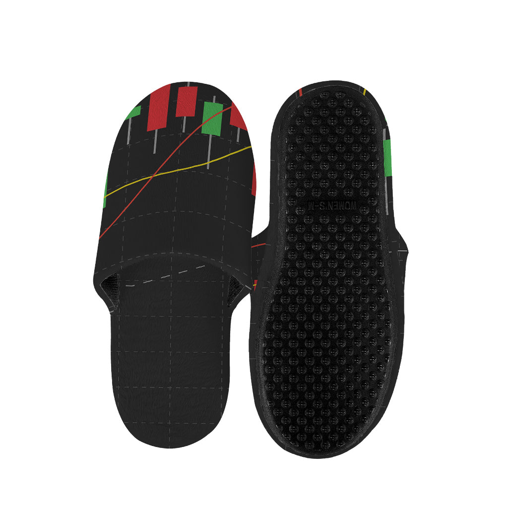 Stock Market Candlestick Print Slippers