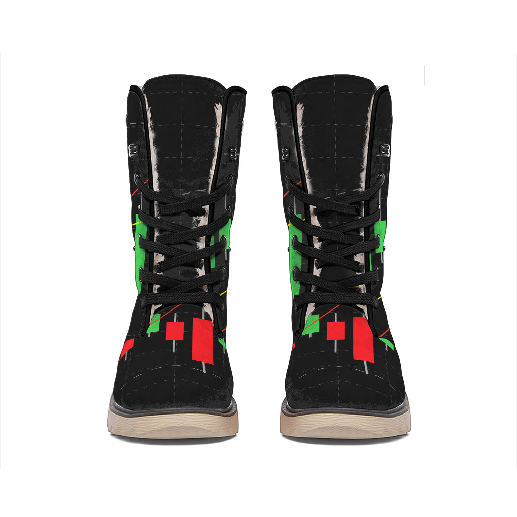 Stock Market Candlestick Print Winter Boots