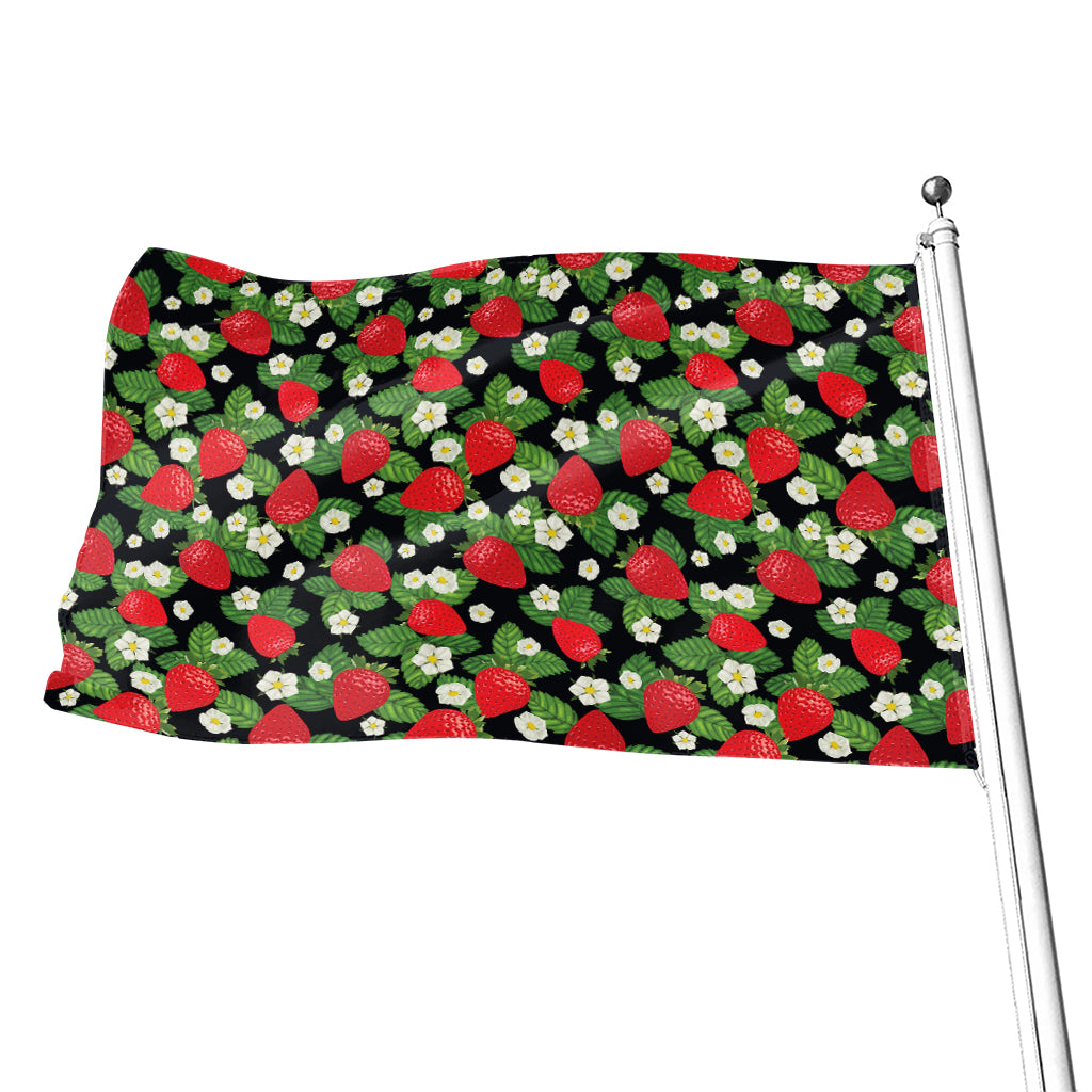 Strawberry And Flower Pattern Print Flag