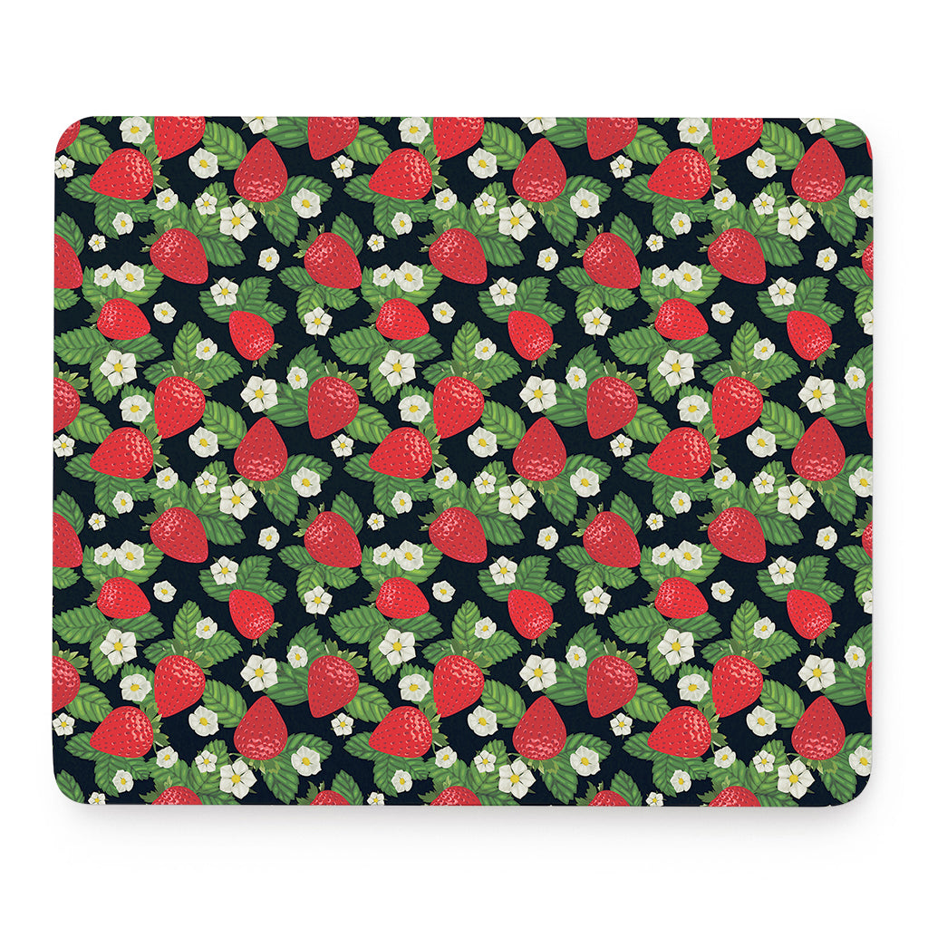 Strawberry And Flower Pattern Print Mouse Pad