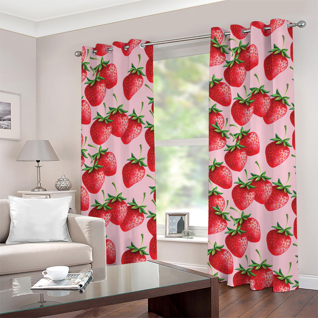Strawberry Fruit Pattern Print Grommet Curtains