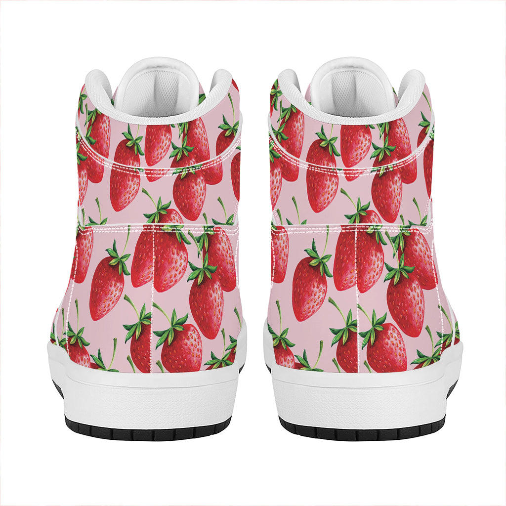 Strawberry Fruit Pattern Print High Top Leather Sneakers