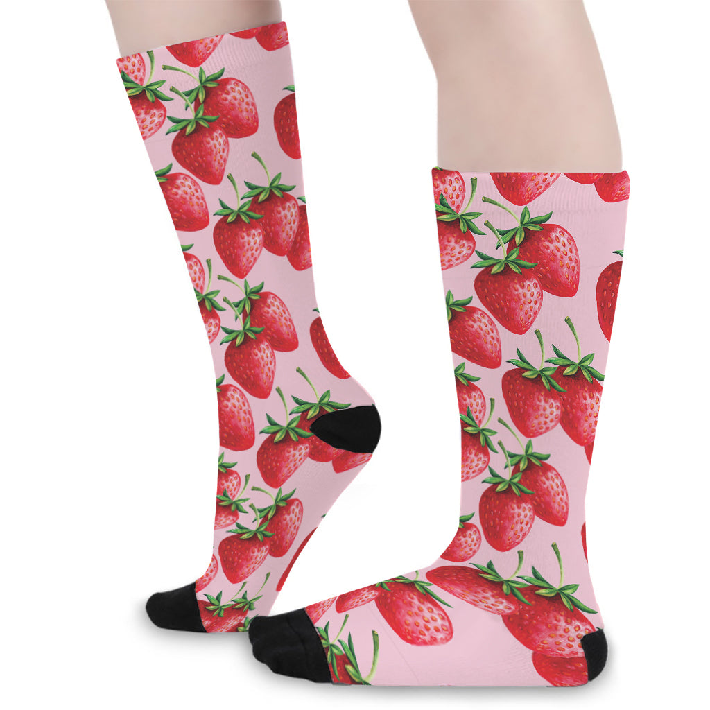 Strawberry Fruit Pattern Print Long Socks