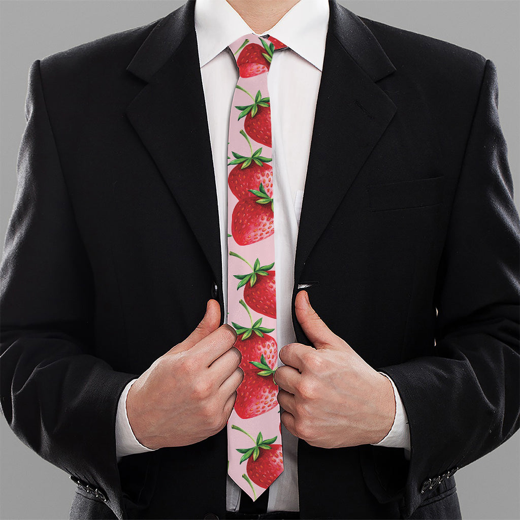 Strawberry Fruit Pattern Print Necktie