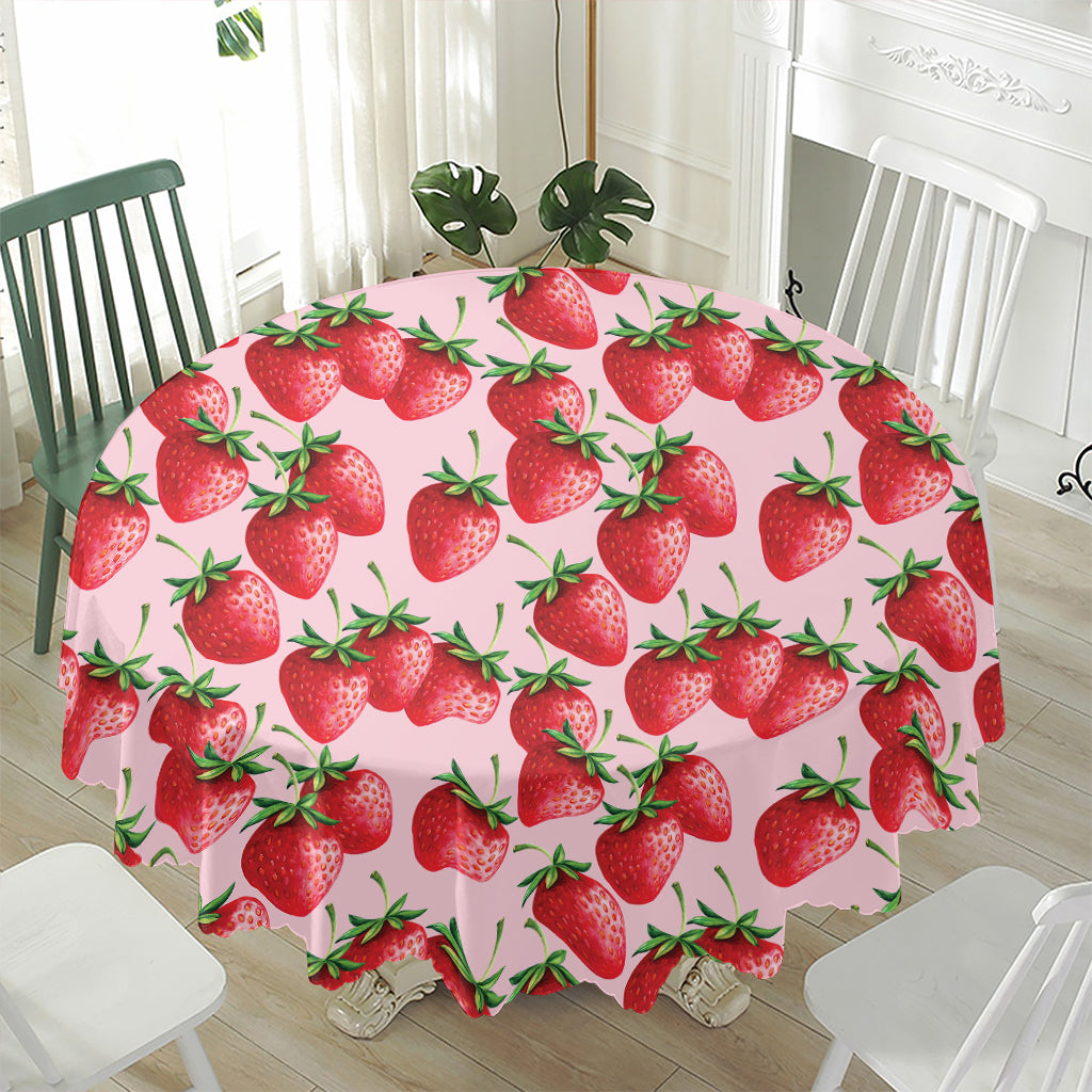 Strawberry Fruit Pattern Print Waterproof Round Tablecloth