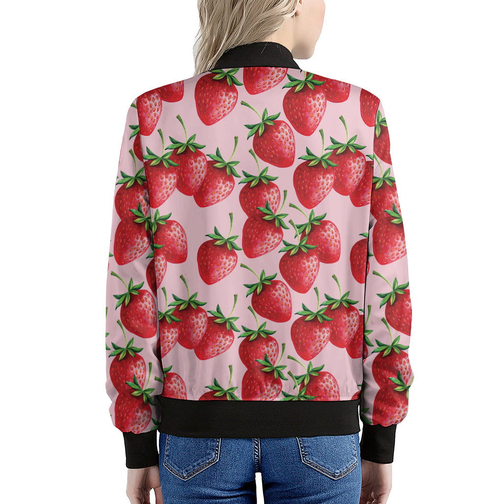 Strawberry Fruit Pattern Print Women's Bomber Jacket