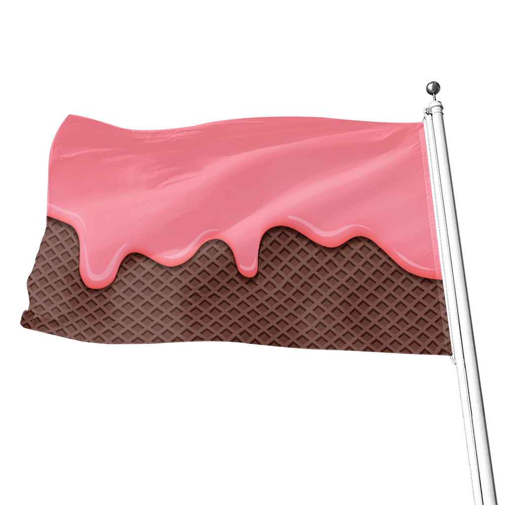 Strawberry Ice Cream Melted Print Flag