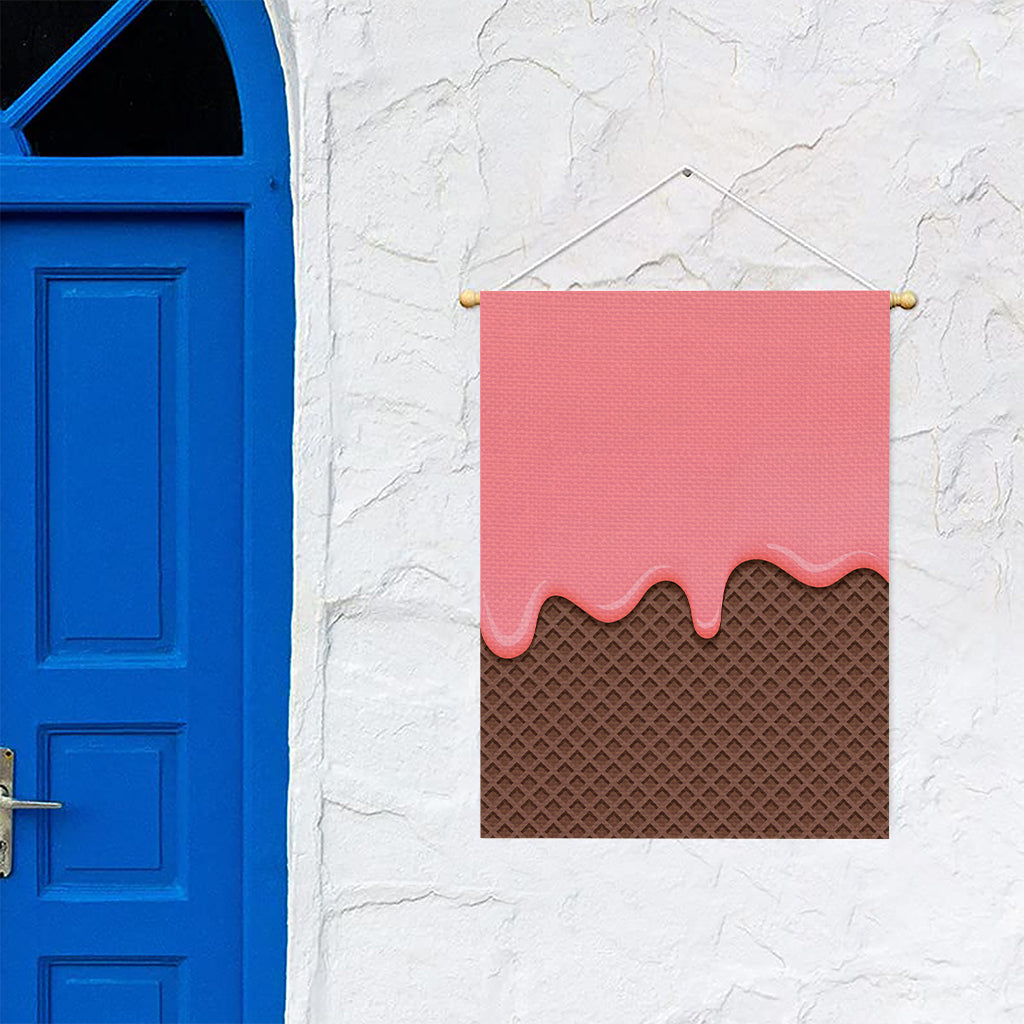 Strawberry Ice Cream Melted Print Garden Flag
