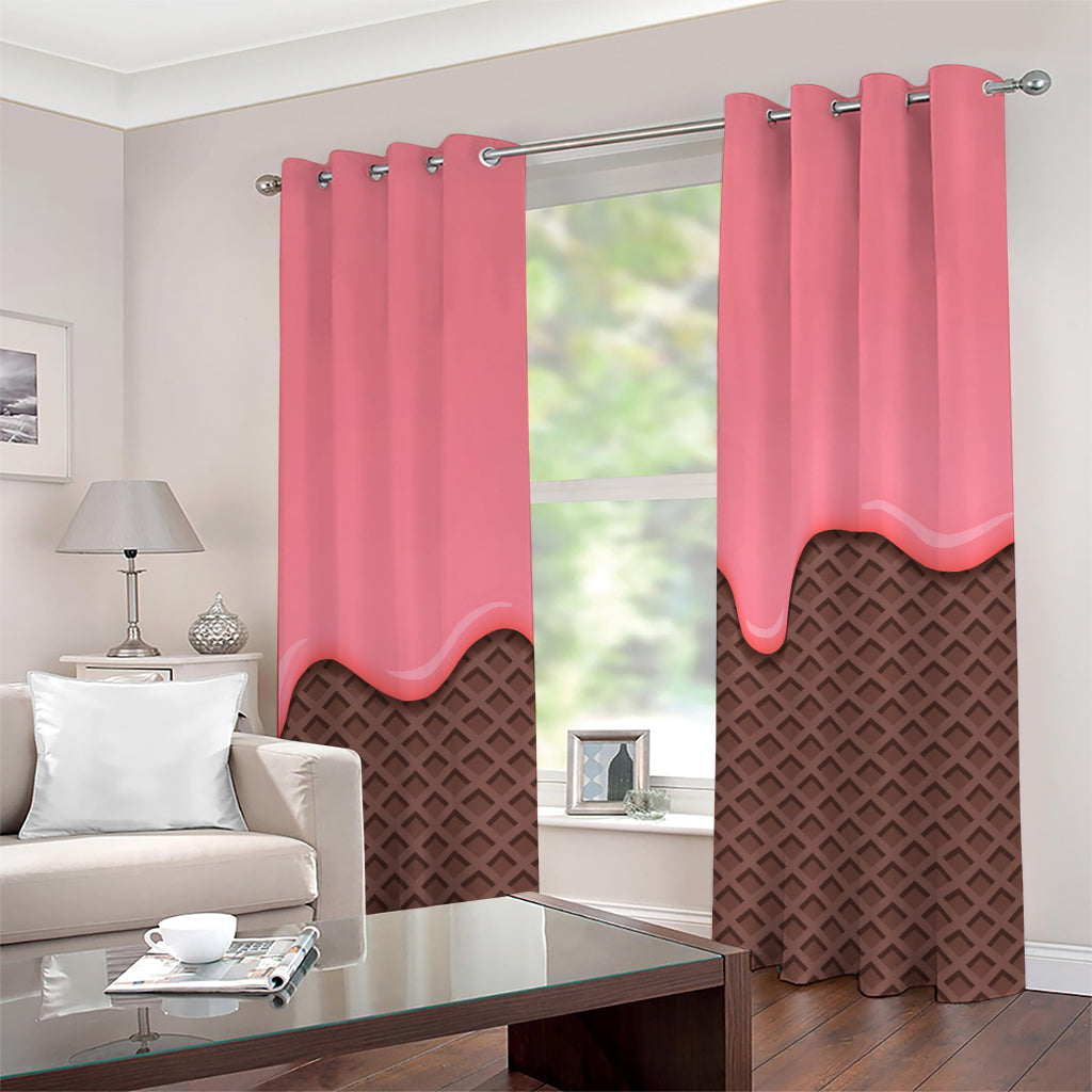 Strawberry Ice Cream Melted Print Grommet Curtains