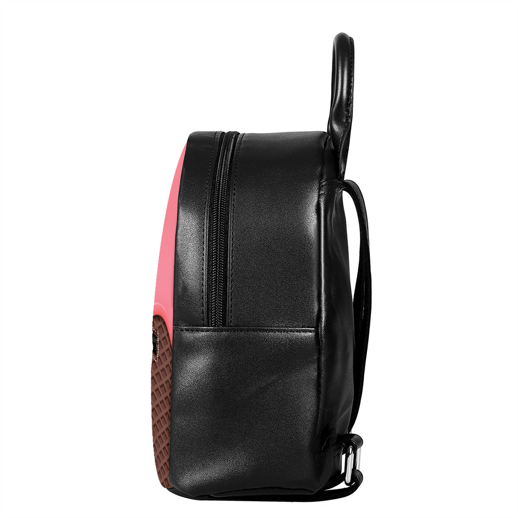 Strawberry Ice Cream Melted Print Leather Backpack