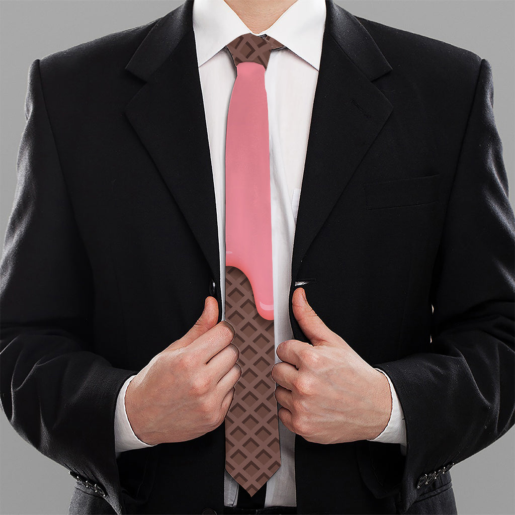Strawberry Ice Cream Melted Print Necktie