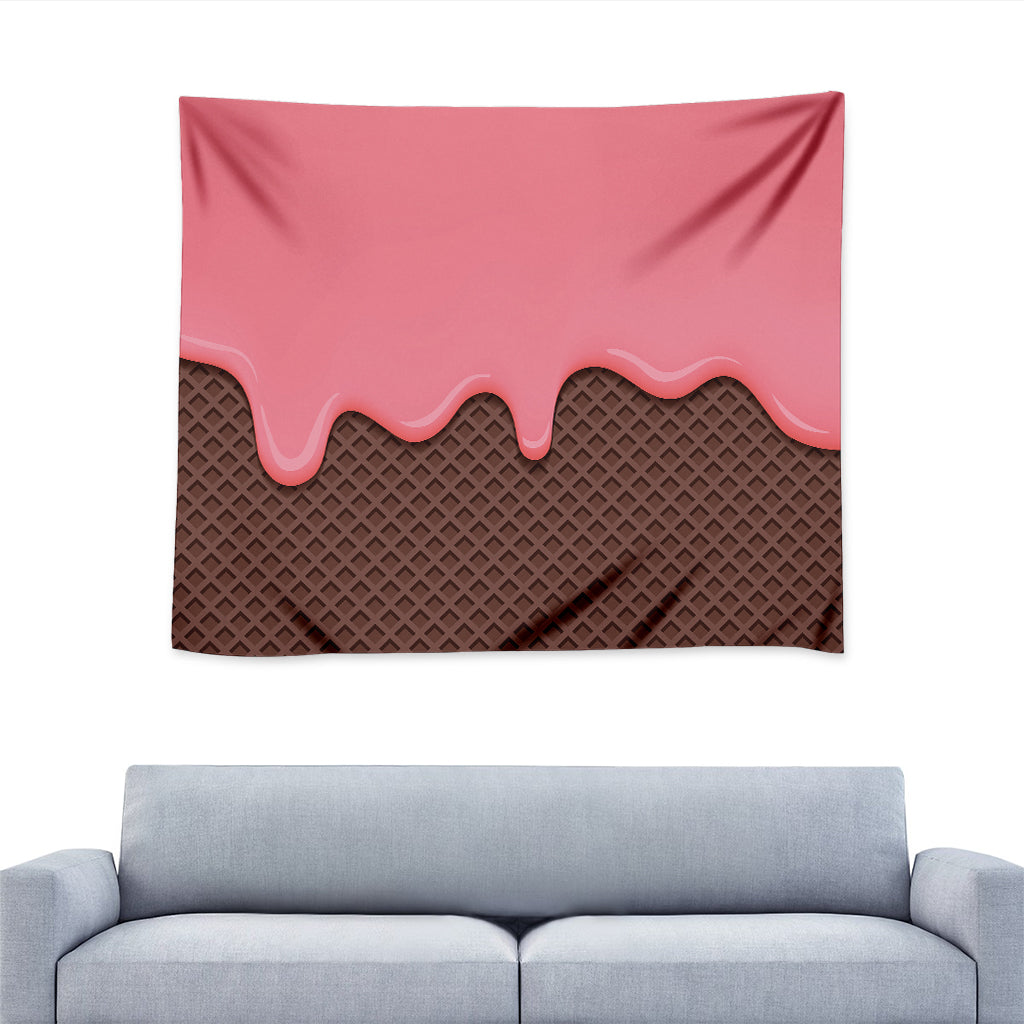 Strawberry Ice Cream Melted Print Tapestry