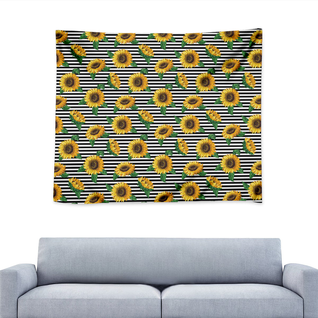 Stripe Sunflower Pattern Print Tapestry