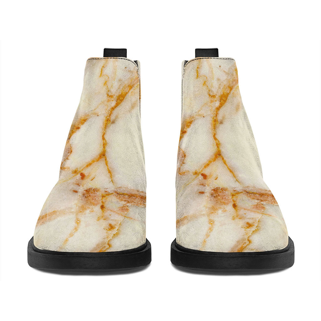 Sugar Brown Marble Print Flat Ankle Boots