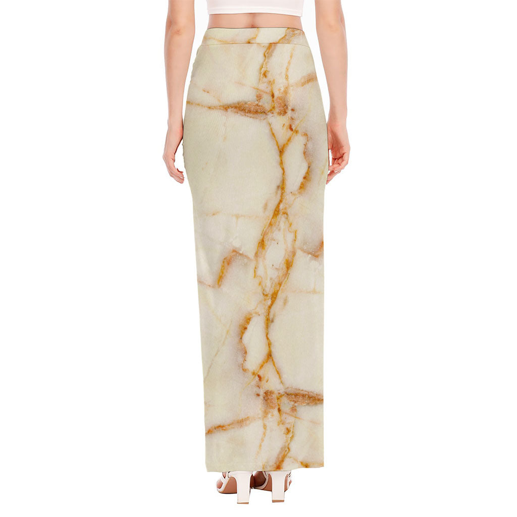 Sugar Brown Marble Print High Slit Maxi Skirt